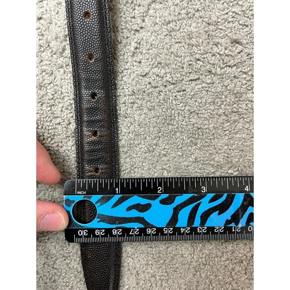 Mens Dark Brown Pebble Grain Calfskin Leather Belt Gold Buckle USA Made 34 11751